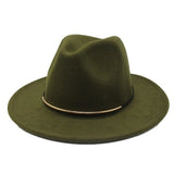 Women Wool Fedoras With Metal Ring