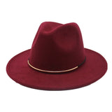 Women Wool Fedoras With Metal Ring